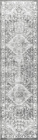 Modern Persian Vintage Medallion Area Rug, Gray, 2 X 14