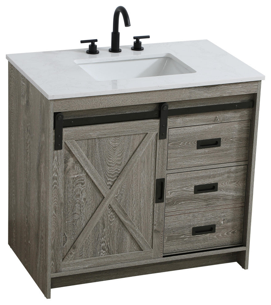 Home Living 36" Single Bathroom Vanity, Rustic Grey