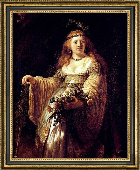 Rembrandt Van Rijn Flora Framed Premium Canvas Print, 16"x20"