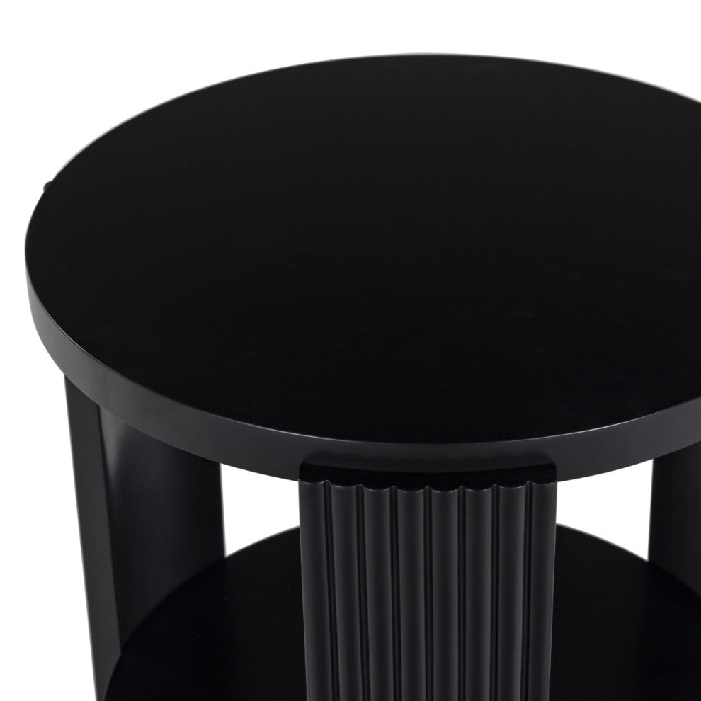 Safavieh Couture Liabella Round Wood Accent Table, Black