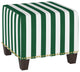 Quinn Square Nail Button Ottoman, Canopy Stripe Emerald