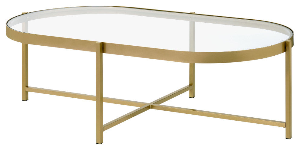 Charrot Coffee Table, Clear Glass and Gold Finish