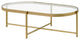 Charrot Coffee Table, Clear Glass and Gold Finish