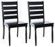 Ladder Back Wooden Chairs Set of 2, Black-Wood Seat