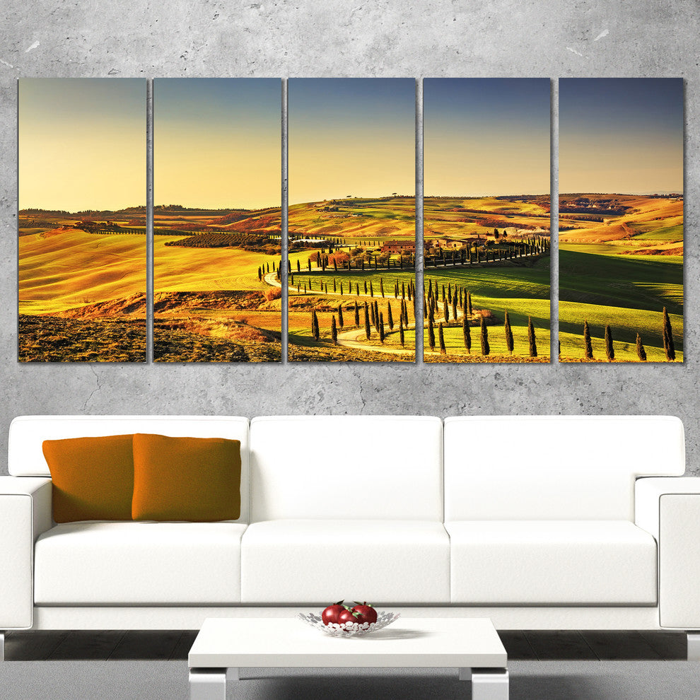"Crete Senesi Rural Landscape Tuscany" Landscape Wall Art, 5 Panels, 60"x28"