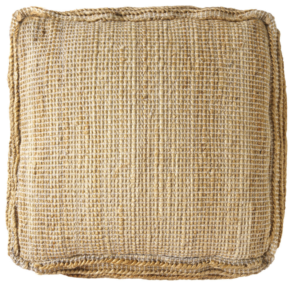 Oaks Natural Rustic Striped Handmade Jute Blend Cube Poufs,  18"x18"x18"