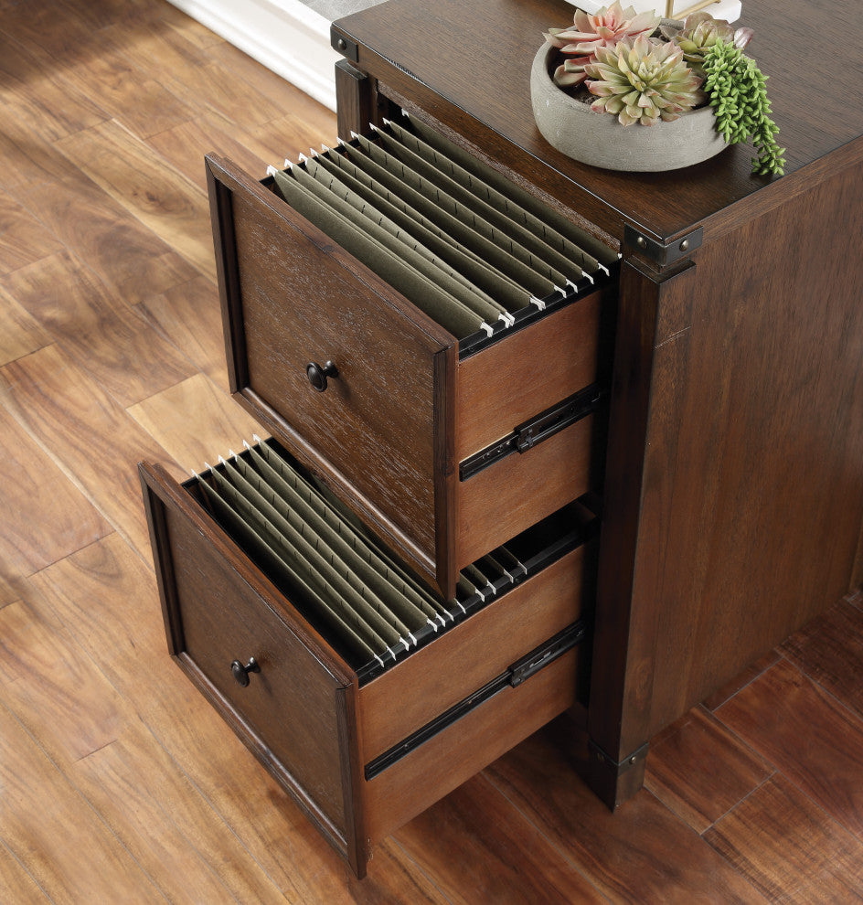 Baton Rouge 2 Drawer File Cabinet, Brushed Walnut Finish
