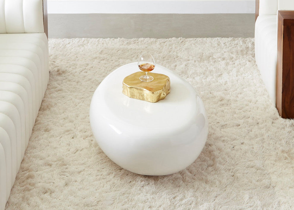River Stone Cocktail Table Gel Coat, White, Large