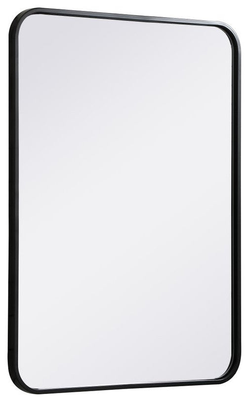Ellis Soft Corner Metal Rectangular Mirror, Black, 22"x30"