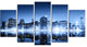 "Night New York City Mirrored" Cityscape Artwork Canvas, 5 Panels, 60"x32"