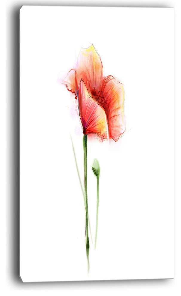 "Red Poppy Flower With Large Petals" Flower Wall Art, 20"x40"