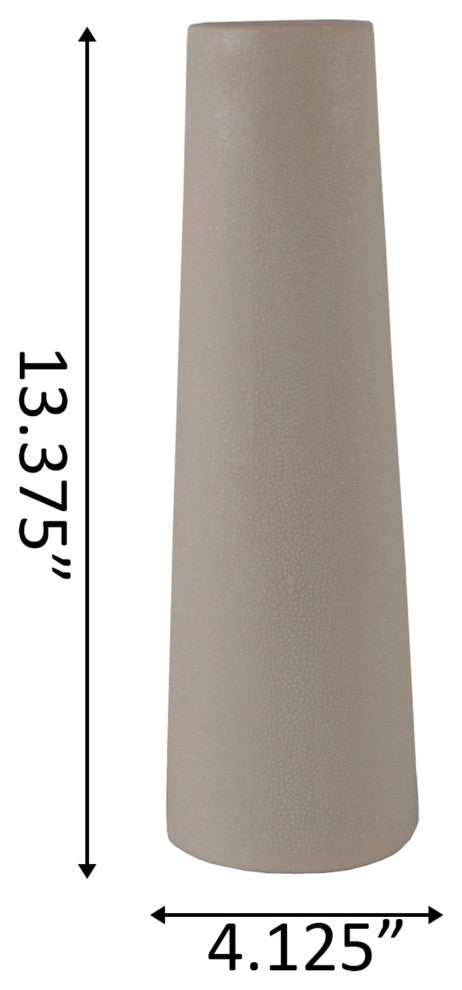 14" Leather Finish Ceramic Vase Planter, Cream