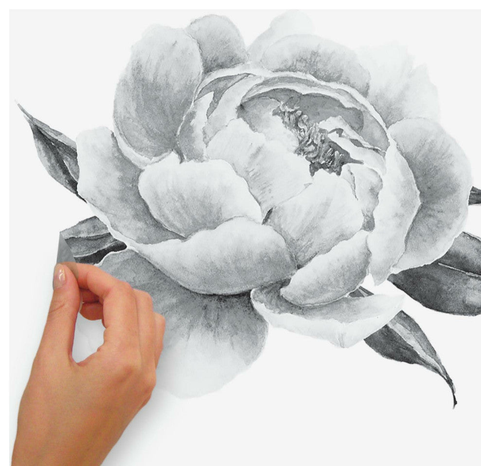 Black Peonies Peel And Stick Giant Wall Decals