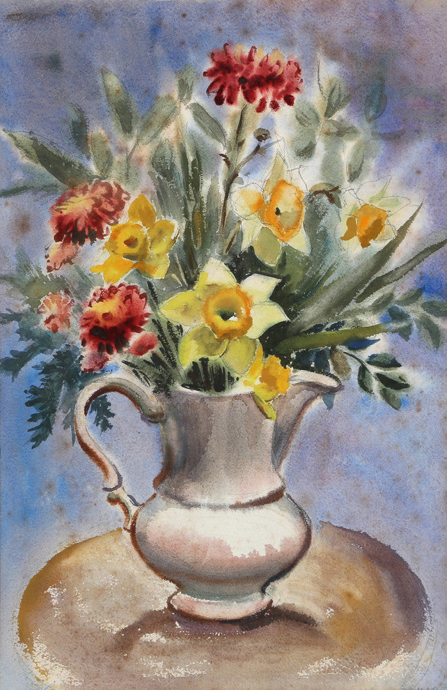Eve Nethercott "Vase Of Spring Flowers, P2.48" Watercolor Painting