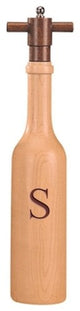 Wine Bottle Maple Wood Pepper Grinder, Custom Personalized Initial,  "S"