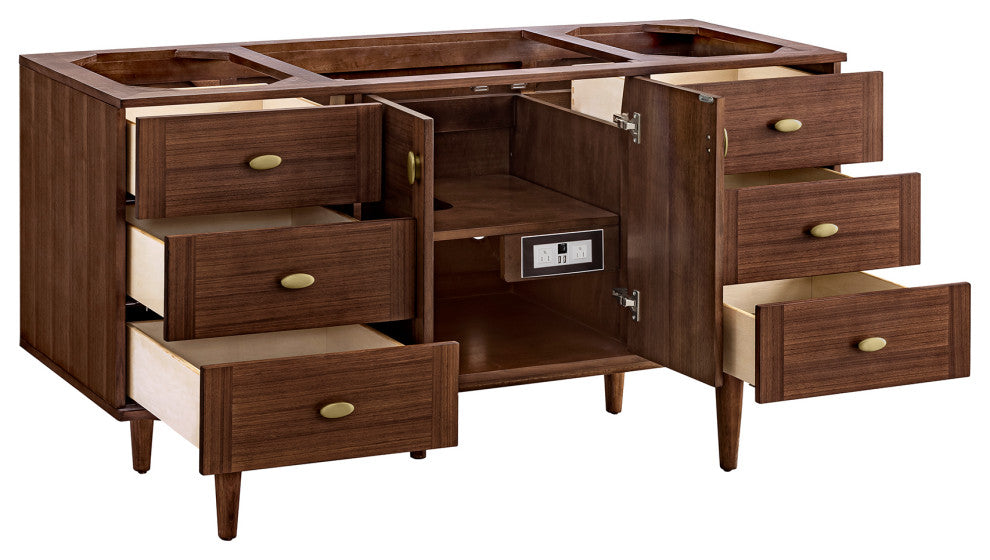 Amberly 60" Single Vanity, Mid-Century Walnut