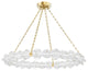 Lindley LED Chandelier, Small, Aged Brass Frame, Etched Shade