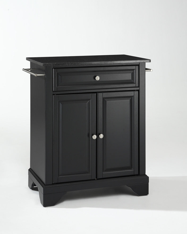 LaFayette Solid Black Granite Top Portable Kitchen Island