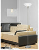 150W 3 Way Metal TR Lamp with Glass Shade, Brushed Steel Finish, White