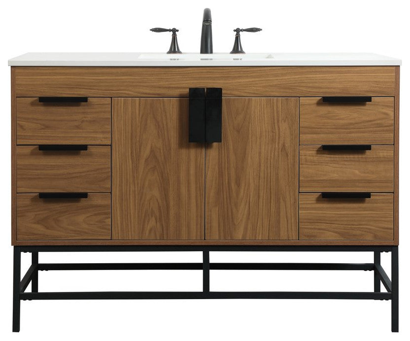 Home Living 22" Modern Walnut Brown-Light Bathroom Vanity