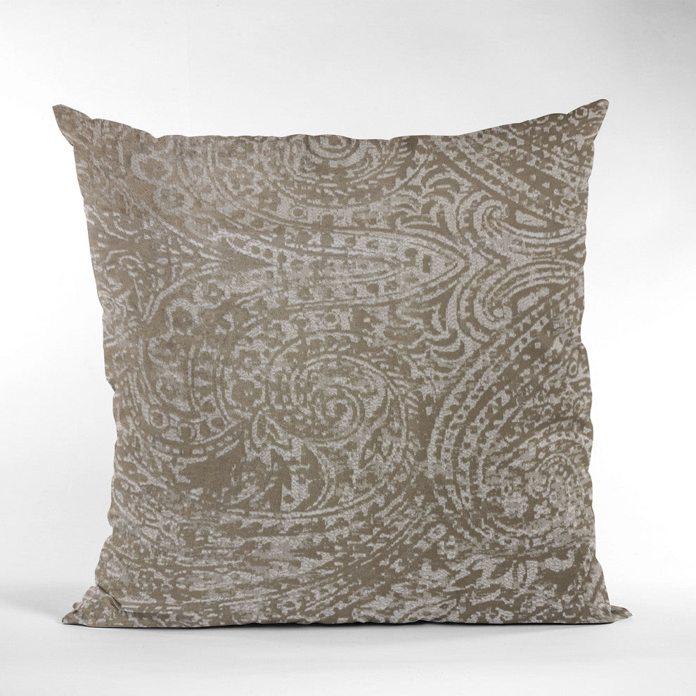 Plutus Brown Natural Leaf Jacquard Luxury Throw Pillow, 24"x24"