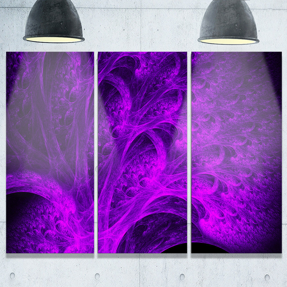 "Bright Purple Magical Fractal Forest" Metal Wall Art, 3 Panels, 36"x28"