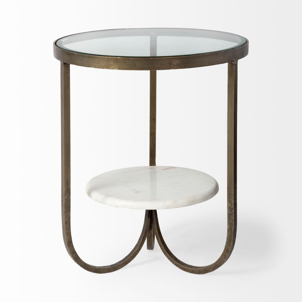 Reinhardt 36" Gold Metal Base Coffee Table