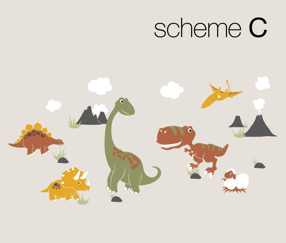 Dinosaur Wall Decal, Scheme C