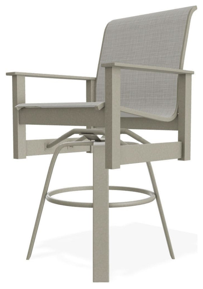 Leeward Sling Bar Height Outdoor Swivel Armchair, Deacon/Storm