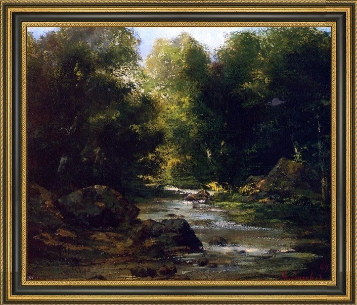 Gustave Courbet River LandscapeFramed Premium Canvas Print, 16"x20"