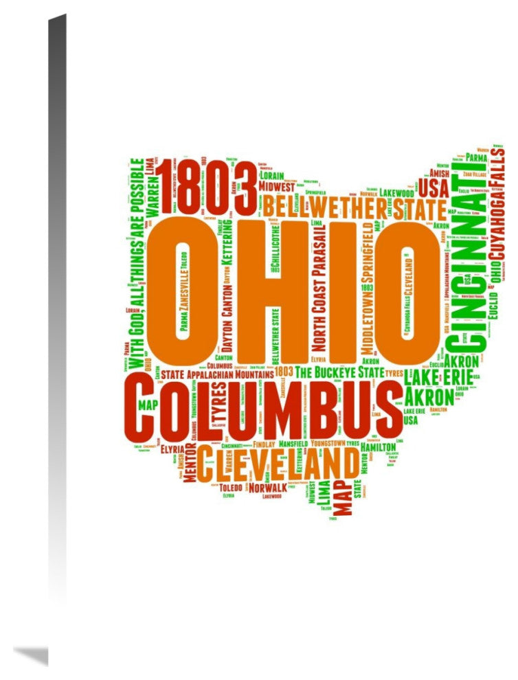 "Ohio Word Cloud Map" Fine Art Print