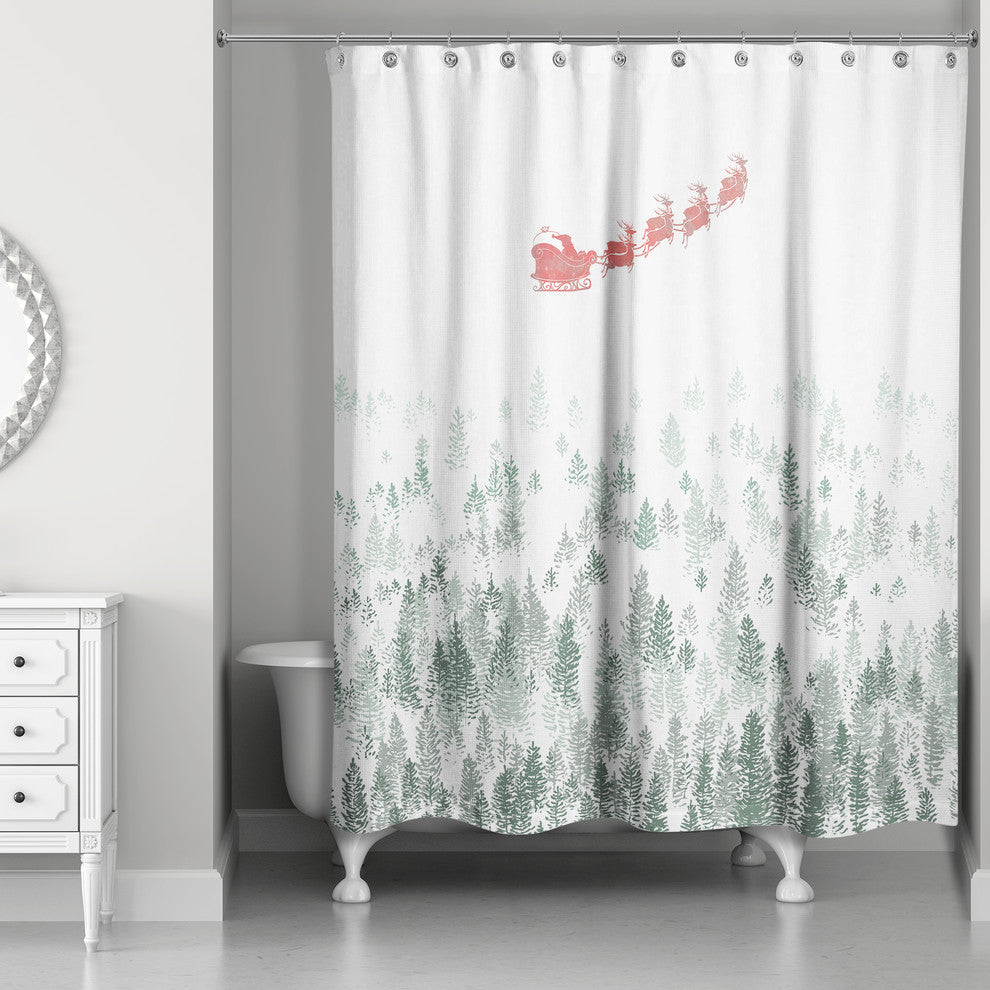 Graphic Winter Forest Scence 71x74 Shower Curtain