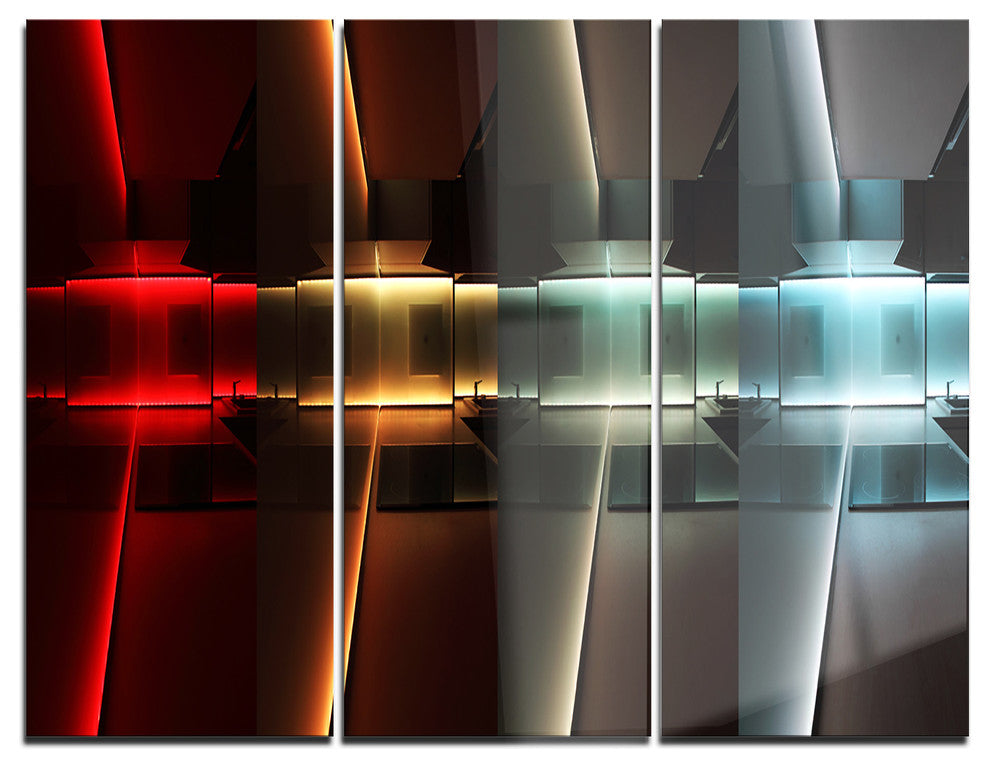 "Kitchen With LED Lighting" Digital Metal Wall Art, 3 Panels, 36"x28"