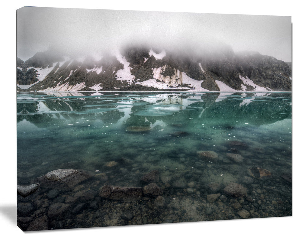 Beautiful Turquoise Mountain Lake, Large Landscape Canvas Art, 60"x28"