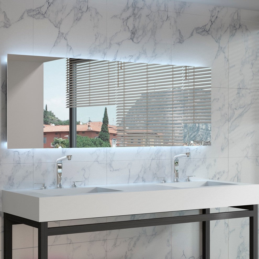 ADM Rectangular Countertop Sink, White, 60", Glossy White