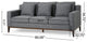 Noxon Fabric 3 Seater Sofa with Accent Pillows, Charcoal + Dark Walnut