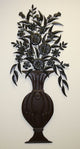 Oversize Floral Urn Vase Botanical Wall Plaque, 59" Metal Large Art
