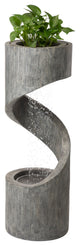 40"H Curving Shaped Outdoor Polyresin Gray Fountain With LED Light and Pump