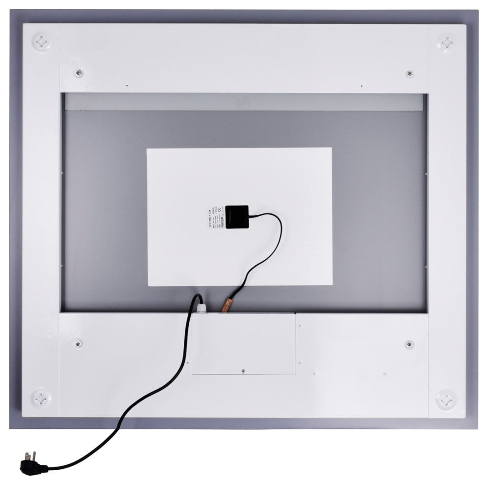 Abril Rectangle Matte White LED 40 in. Mirror From our Abril Collection