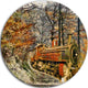 Train In Forest Oil, Landscape Disc Metal Wall Art, 23"
