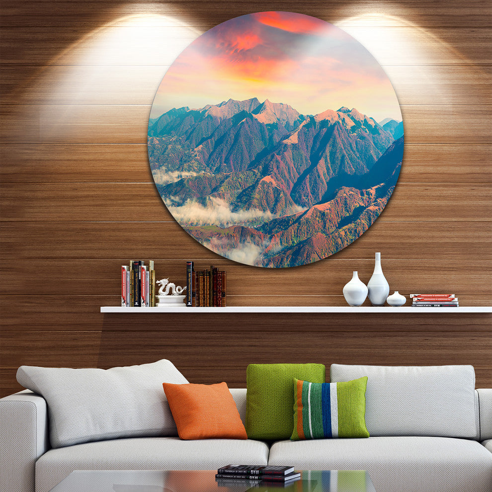 Kolochava Village In Morning Landscape, Photo Round Wall Art, 11"