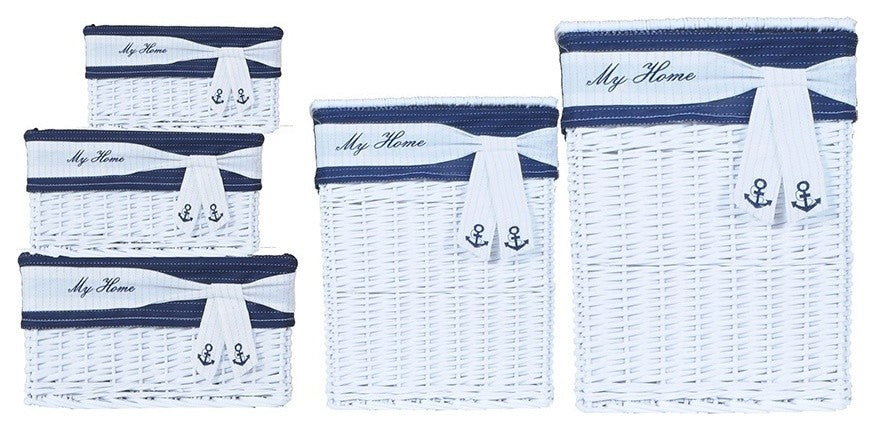 Anne Home, Set Of 5 Rectangular Willow Baskets