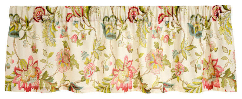 Ellis Curtain Brissac 70"x15" Tailored Valance, Blue, Red