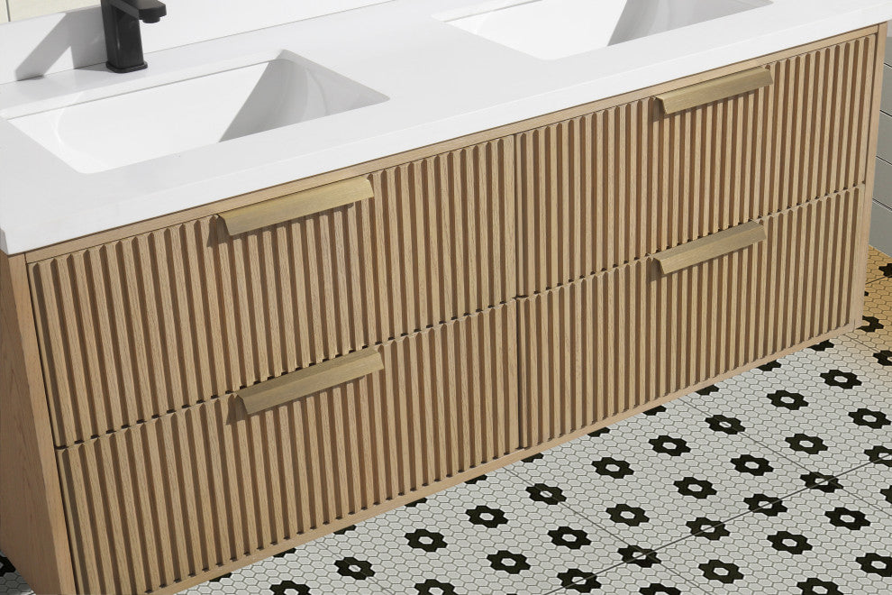 Ari Kitchen and Bath San Diego Bath Vanity, Oak, 55", Floating