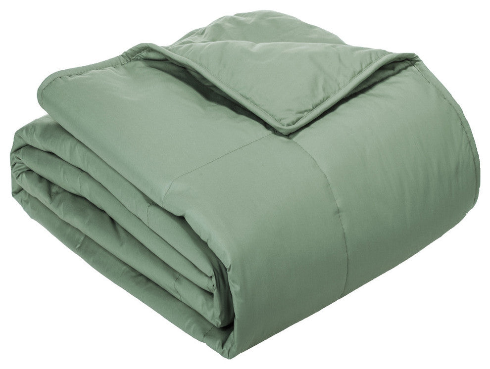 Cottonpure 100% Sustainable Cotton Filled Blanket, Sage, Full/Queen