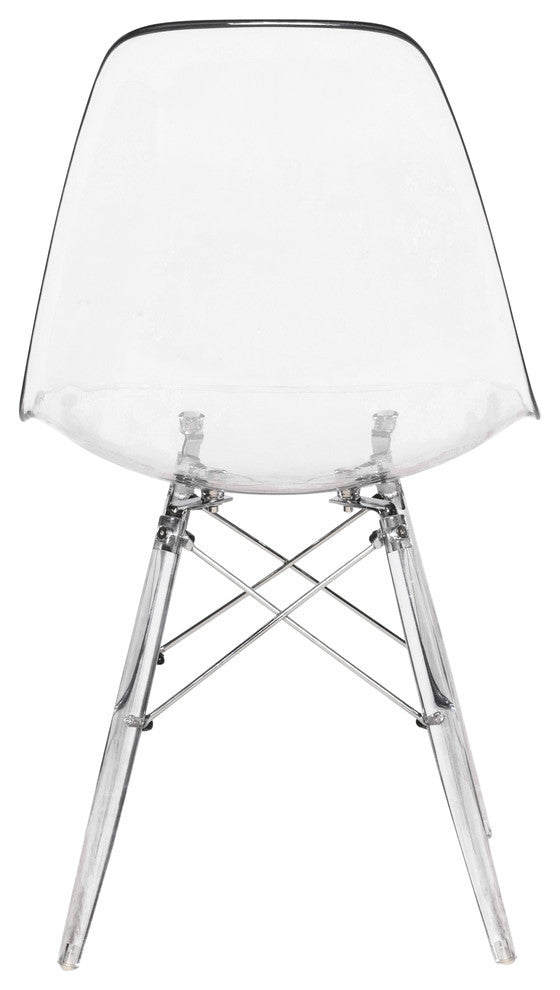 LeisureMod Dover Molded Dining Side Chair With Acrylic Base, Clear