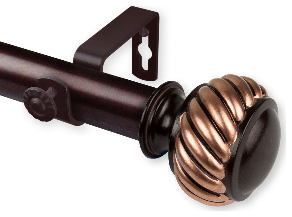 Cruller 1" Curtain Rod, Black, Bronze, 28"-48"