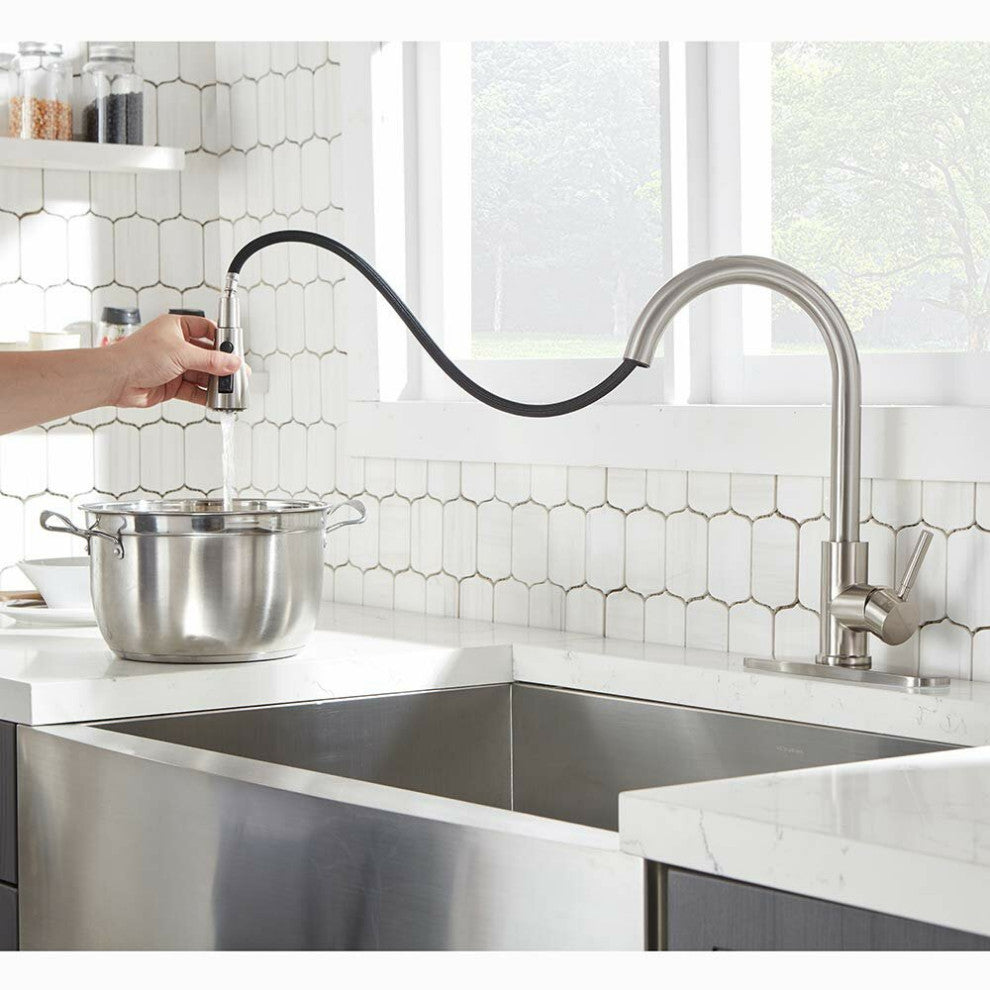 Givingtree Pull Down Kitchen Faucet with Sprayer Stainless Steel Brushed Nickel