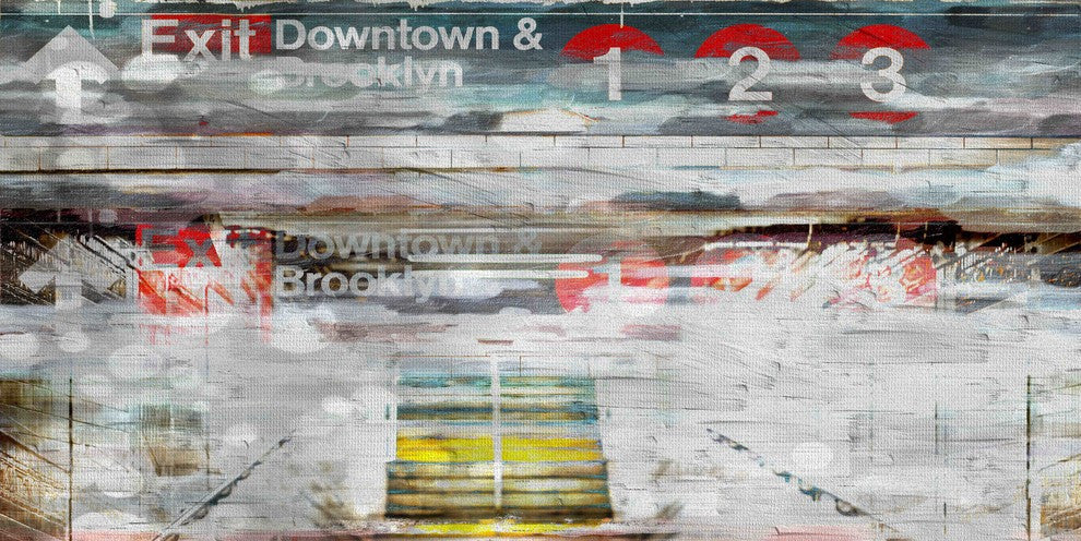 "Exit Downtown" Print on Canvas, 36"x18"