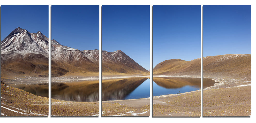 "Miniques Lagoon North of Chile" Seashore Wall Art, 60"x28", 5Panel